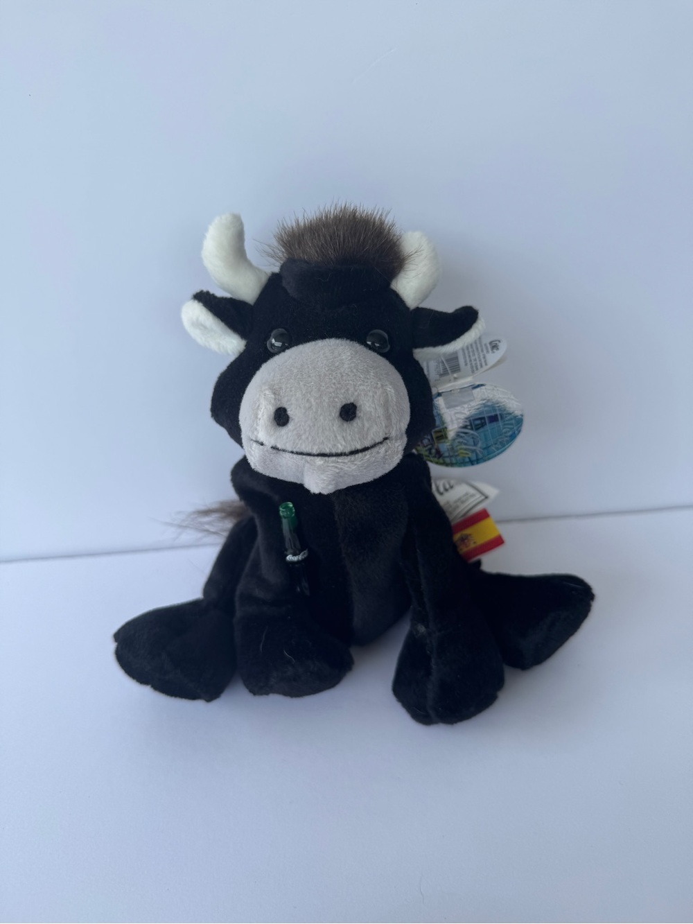 Coca-Cola Black Plush Cow Stuffed Animal Toy - Soft Cuddly Farm Friend